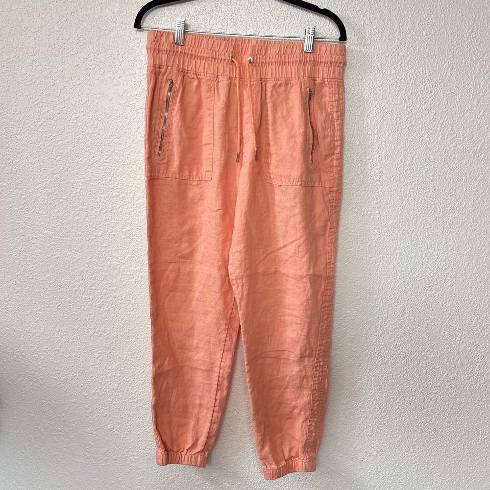 Athleta Pastel Orange Cabo Linen Jogger Lightweight Pants Size 8